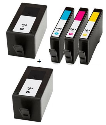 Compatible HP 903XL set of 4 Ink Cartridges + EXTRA BLACK  (2 x Black 1 x Cyan/Magenta/Yellow)
